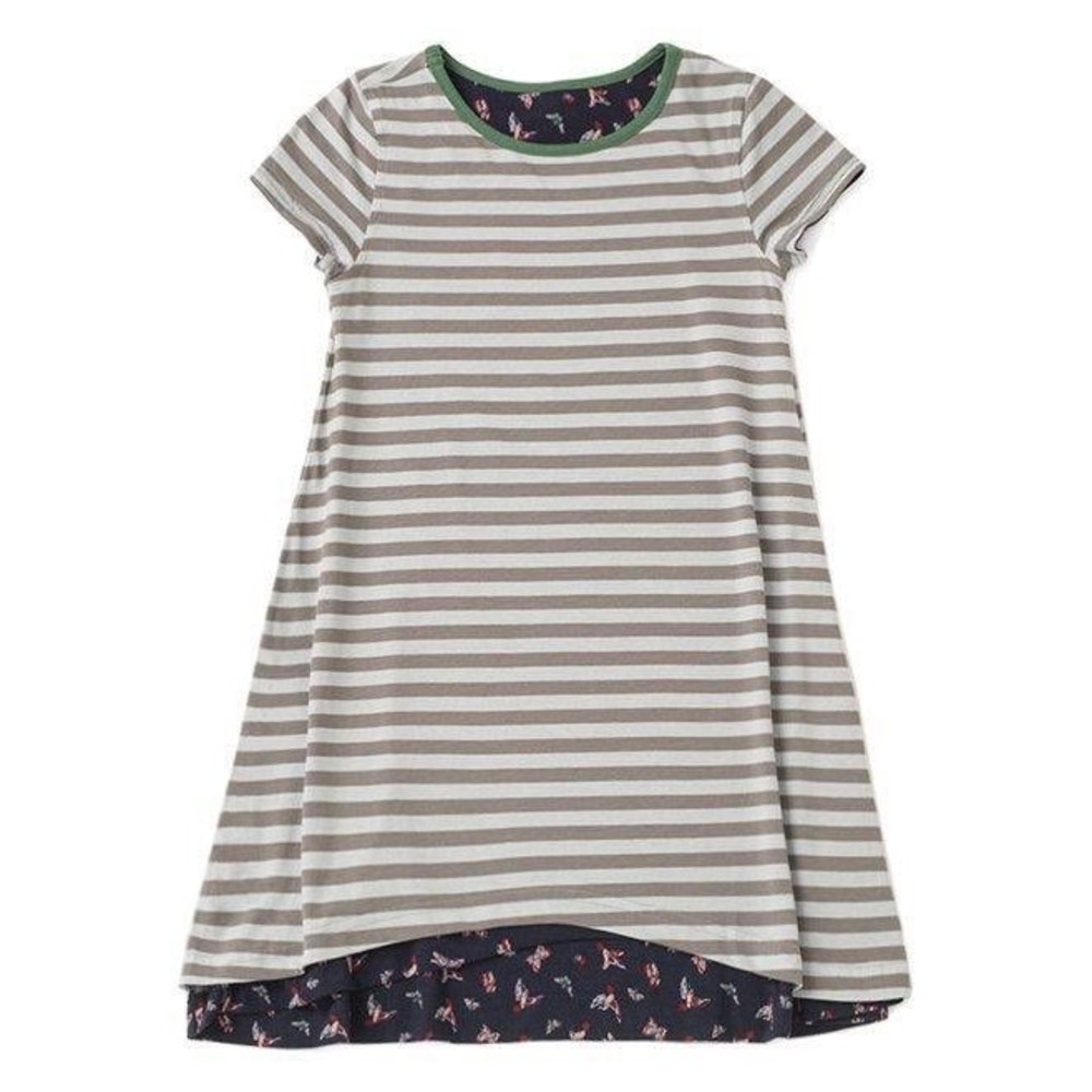 Matilda Jane Kids Two Viewpoints Reversible Dress Size 10 Striped Butterfly Bird
